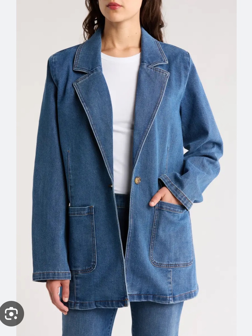 Sanctuary Longline Denim Blazer - Small